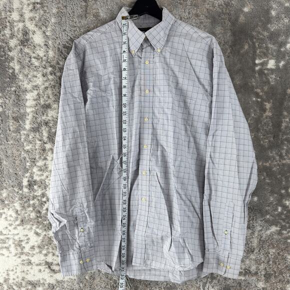 Tommy Hilfiger Size L 16.5 36-37 Checker Button Casual Shirt Gray Long Sleeve - Picture 2 of 9